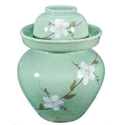 MRYBD Pickle Jar Large Traditional Sichuan Chinese Ceramic Fermenting Jar with Water Seal Airlock Lid, Ceramic Fermentation Crock for Pickling, Kimchi, Sauerkraut green-6L - color: Green, size: 6L