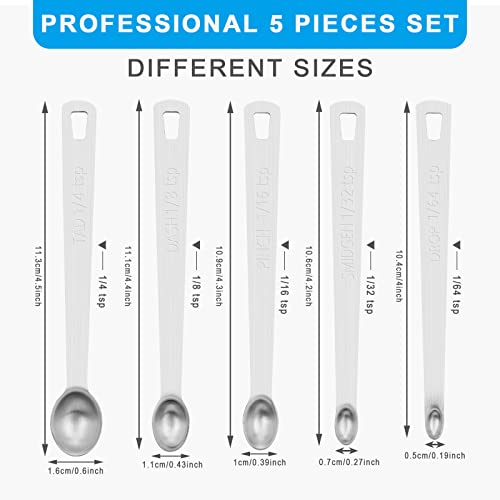 Mini Measuring Spoon Set, Heavy Duty Stainless Steel Measuring Spoons for Cooking Baking, Tablespoon Teaspoon for Dry or Liquid Ingredients, Fits in Spice Jar, 1/64 1/32 1/16 1/8 1/4 tsp - size: 5pcs-steel