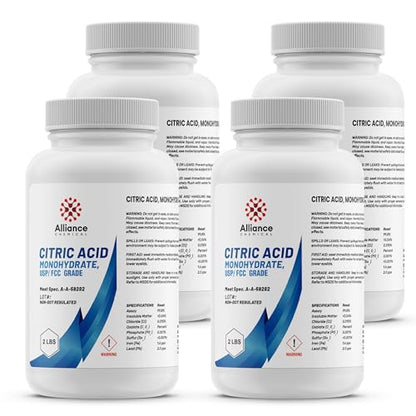 Alliance Chemical Citric Acid Monohydrate - USP Food Grade - 4 Pack (8 lb) Powder - size: 4 Pack (8 lbs.)