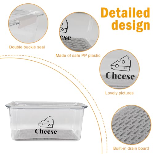 Cheese Container for Refrigerator with Cheese Slicer Kit,Cream Cheeses Container with Lid,BPA-Free Shredded Cheddar Cheeses Deli Meat Storage Containers for Fridge Organizers and Storage Box