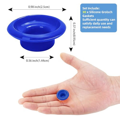 30Pcs Dopamine color Silicone Gaskets Washers Seals for Cap Swing Flip Top Bottle for Home Brew Beer Soda Bottle Sealing(flat,full cover) (Blue) - color: Blue