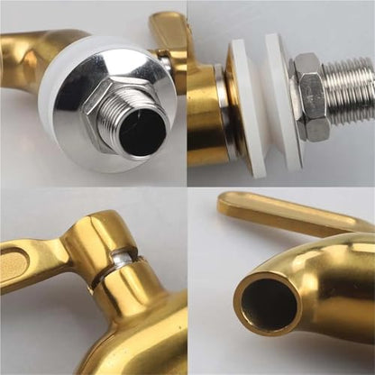 Spigot For Beverage Dispenser 2pcs Drink Dispenser Spigot Champagne Stainless Steel Tap Replacement for Beverage and Glass Jar Bottle(Gold) - color: Gold