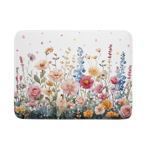Colorful Flower Dish Drying Mat 18x24 Inch Botanical Floral Drainer Rack Mats Washable Absorbent Dish Dry Pad for Kitchen Counter Sink - color: Colorful Flower, size: 18" x 18"