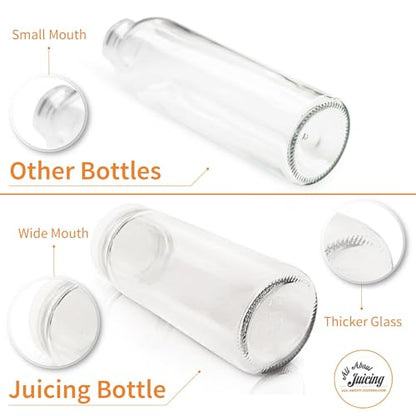 16oz Glass Juice Bottles with Lids - 6 Pack Wide Mouth Glass Water Bottles for Juices, Smoothies, Beverage Storage - Durable, Reusable, Dishwasher Safe, Glass Bottles for Juicing (White Caps) - color: 16oz White Caps