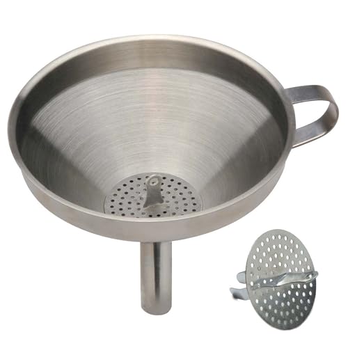 Norpro 5-Inch Stainless Steel Funnel with Detachable Strainer