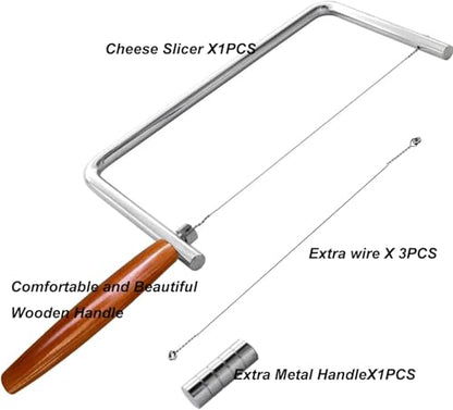 7.5" Cheese Slicer Kit Accessories Kitchen Knife Cheese Cutter Stainless Steel Components DIY for Making Giftable Cheese Cutting Boards with Cheese Cutter Kit,7.5in Wire Cheese Slicer (1Slicer+3Wires) - size: 7.5in