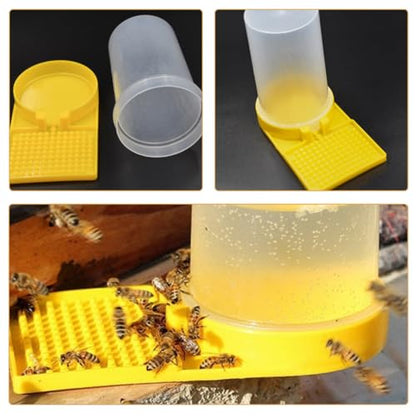 Happyyami 4Pcs Bee Feeder Water Cups PP Material Beehive Entrance Feeding Tool for Beekeeping Supplies Garden Bee Waterer Station Easy Operation Without Opening Hive