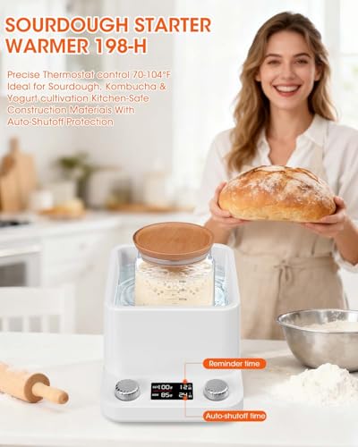 MYMULIKE Sourdough Starter Warmer for Sourdough and Kombucha Brewing - Waterproof Water Bath Heat Pad for Constant Temperature Control - Multi-Purpose Kitchen Warmer for Bread Proofing and Yogurt - color: White