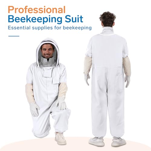 Beekeeper Suit, Full Body with Fencing Veil & Goatskin Gloves - size: XXL for 5'11"-6'2"