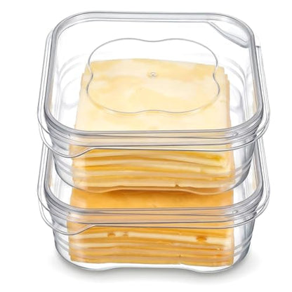 Cheese Container for Refrigerator 2 Pcs Reusable Sliced Cheese Container Clear Plastic Cheese-Slice Holder for Fridge, Fruits, Vegetables