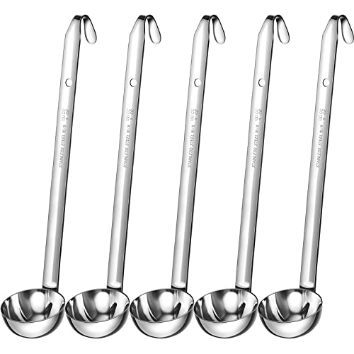 Cunhill 5 Pcs Soup Ladles Stainless Steel Serving Ladles with Long Handle for Serving, Cooking, Stirring, Portioning Kitchen Restaurant Accessories(5 oz) - size: 5 oz