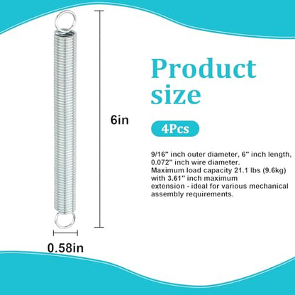 9671 Extension Spring, Closed Single Loop, Spring Steel Construction, Nickel-Plated Finish,fit for appliances, Automotive, Marine, Toys, Tools, Mechanical Devices, contraptions.etc(4 Pack)