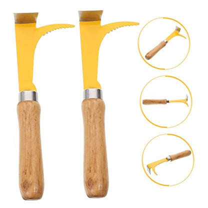 2pcs Stainless Steel Wooden Beehive Knife Dual Purpose Beekeeping Tool Lifter Scraper Ergonomic Handle for Easy Use