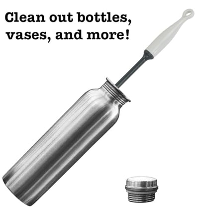 Iconikal 2-Pack Silicone Bottle Brush 12-Inch Gray - Flexible Non-Scratch Cleaner for Water Bottles, Tumblers, Shakers