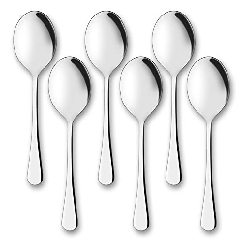AOOSY Serving Spoons, 6 Pieces X-Large 9.8 Inches Stainless Steel Serving Spoon Catering Spoons Solid Serving Utensils Big Ladle Tablespoons for Buffet Banquet Flatware Kitchen Basics Serving - color: A X-Large 9.8 inches Big Serving Spoon