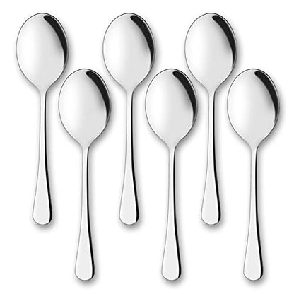 AOOSY Serving Spoons, 6 Pieces X-Large 9.8 Inches Stainless Steel Serving Spoon Catering Spoons Solid Serving Utensils Big Ladle Tablespoons for Buffet Banquet Flatware Kitchen Basics Serving - color: A X-Large 9.8 inches Big Serving Spoon