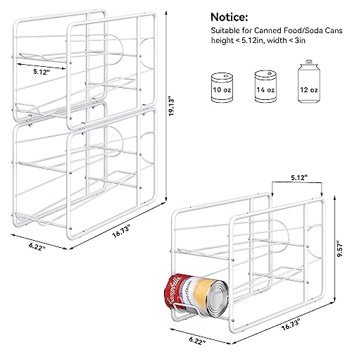 MOOACE 4 Pack Can Dispenser Rack, Stackable Can Storage Organizer Holder for Canned food Kitchen Cabinet Pantry Countertop, White - color: White