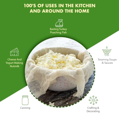 Regency Wraps 100% Cotton Cheesecloth For Straining, Basting Turkey, Canning, Cheese-making, Natural Standard, 2yd (Pack of 5) - size: 2yd (Pack of 5)