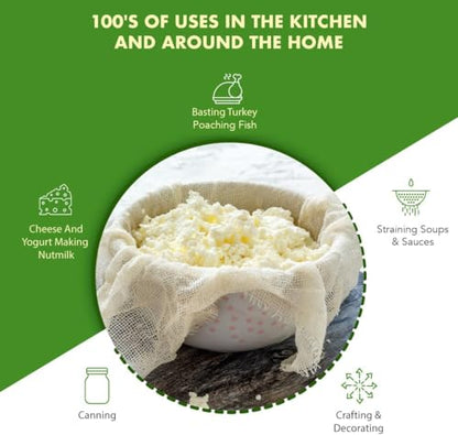 Regency Wraps 100% Cotton Cheesecloth For Straining, Basting Turkey, Canning, Cheese-making, Natural Standard, 2yd (Pack of 5) - size: 2yd (Pack of 5)