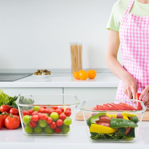 2 Pack Large Glass Storage Containers with Lids 85oz/10.5cup Big Airtight Glass Food Storage Containers for Rotisserie Chicken Watermelon Meal Prep, BPA Free, Freezer Dishwasher Oven Safe - color: gray