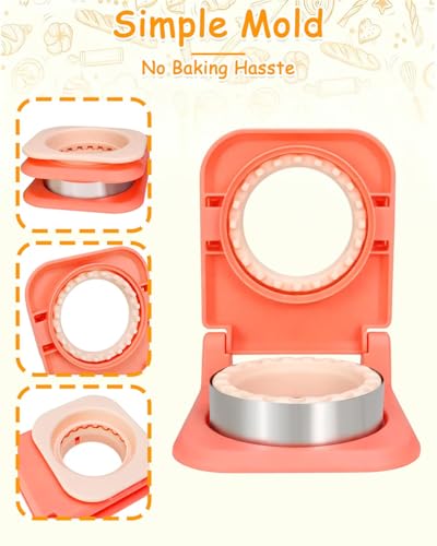 CHICHAUS Uncrustable Sandwich Maker,Sandwiches Pocket Circle Shape 3.7Inch Sandwich Cutter and Sealer,Sandwich Cutter for Kids Breakfast and lunchboxes (Peach Pink) - color: Peach Pink