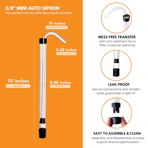 FastRack Mini, Auto Siphon Clamp and 6', 3/8" Hose, Clear