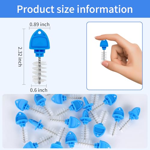 20 Pcs Beer Tap Plug Brush,Beer Line Cleaner,Draft Beer Faucet Cleaning Brush,Food Grade Stainless Steel Bristle, Reusable Plastic Handle, Kegerator Cleaning Kit for Bar & Home Use (Blue)