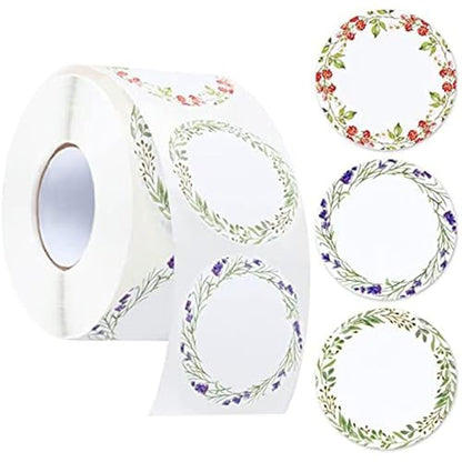 500PCS Canning Label Stickers for Jars and Lids,2Inch Round Jars Labels for Mason Jar,Wreath Designs Kraft Sticker Labels for Food Containers Candle Pantry Spice Lids Bottle Labels (White1) - color: White1