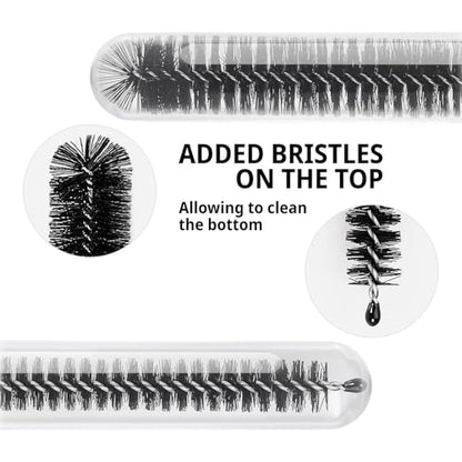 12 Multi-Size Brushes for Straws, Baby Bottles, Tumblers, Water Bottles, Sippy Cups, Tea Pots, Narrow Openings, and Narrow-Neck Containers (Black) - color: Black