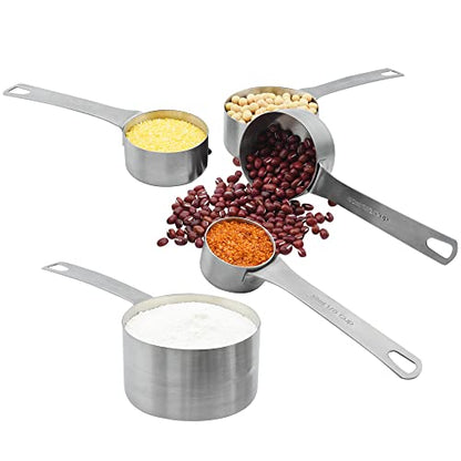 Measuring Cups and Spoons Set, Dry Metal Measuring Cup Set of 11, Stainless Steel Measuring Cups and Spoons, 5 Measure Cups and 5 Kitchen Measurement Spoons & Leveler - size: Set of 11