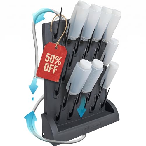 Bottle Drying Rack Kitchen Organizer, Wall Mounted Commercial Dryer for Squeeze Sauce Bottles Glassware, Lab Drying Racks, Test Tube Holder, Sink Drain Rack (32 Pegs) - size: 32 Pegs