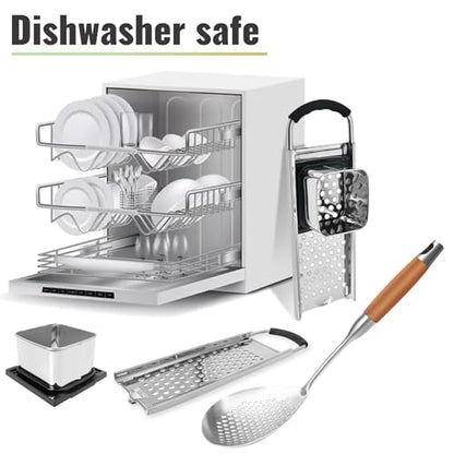 Spaetzle Maker, Premium Grade Stainless Steel Spaetzle Press and Spider Strainer, Efficient Homemade Spaetzle and Knoepfle, Dishwasher Safe Spaetzle Noodle Maker for Pots Up to 30 CM - style: Spaetzle Maker and Spider Strainer