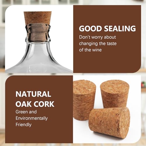 Carboy Cork Stopper with Plastic Funnel and Label Paper, Glass Carboy Cap for 1, 3, 5, 6 Gallon Glass Water Jug, Wood Tapered Fermentation Cap Cork Stoppers (1)