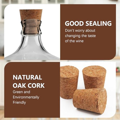 Carboy Cork Stopper with Plastic Funnel and Label Paper, Glass Carboy Cap for 1, 3, 5, 6 Gallon Glass Water Jug, Wood Tapered Fermentation Cap Cork Stoppers (1)