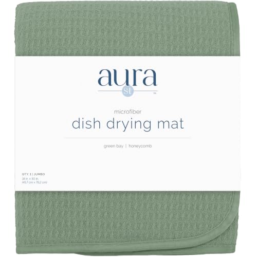 S&T INC. Dish Drying Mat, 18" x 30", Jumbo, Sage Green | Absorbent Microfiber, XXL Kitchen Counter Mat for Dishes, Utensils, Pots and Pans, Machine Washable - size: 18" x 30"