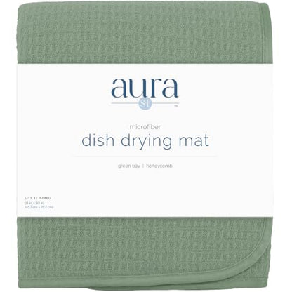 S&T INC. Dish Drying Mat, 18" x 30", Jumbo, Sage Green | Absorbent Microfiber, XXL Kitchen Counter Mat for Dishes, Utensils, Pots and Pans, Machine Washable - size: 18" x 30"