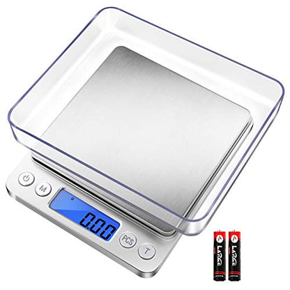 Fuzion Digital Gram Scale .01 Gram Accuracy, 500g Small Jewelry Scale, Mini Kitchen Food Scale for Herb, Powder, Gold, Coin - Weight Gram and Oz - color: Silver