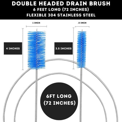 72" Flexible Drain Auger Clog Remover - Plumbing Snake Purple | Heavy duty cleaning brush for bathroom sink, bathtub, shower, kitchen sink drains, bottles, elastic hose pipe cleaner - color: Purple