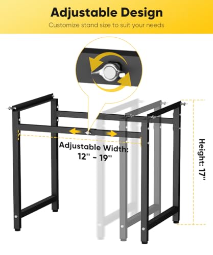 Mondazie Adjustable Metal Bee Hive Stand with 120-Inches Strap for 8 & 10 Frame Beehives Box, 12 to 19 Inches Width Beehive Frame Holder , Heavy Duty Flow Hives Stands Base for Beekeeping, Black - color: Black - Standard