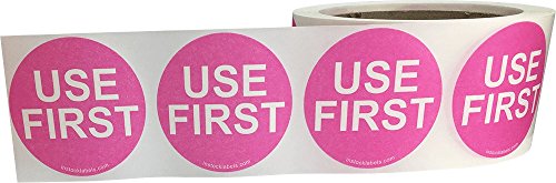 Dissolvable Use First Labels for Food Rotation Shelf Life Prep 2 Inch Round Circle Dots 500 Adhesive Stickers