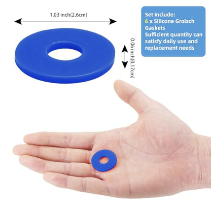 6pcs Dopamine color Silicone Gaskets Washers Seals for Cap Swing Flip Top Bottle for Home Brew Beer Soda Bottle Sealingflat,no cover (Blue) - color: Blue