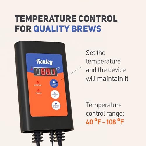Fermentation Heater Carboy Warmer - Kombucha Heating Wrap with Thermostat for Temperature Control - Electric Heat Pad Belt for Home Fermenting & Brewing - Fits Most Fermenter Vessels 2 to 8 Gallons