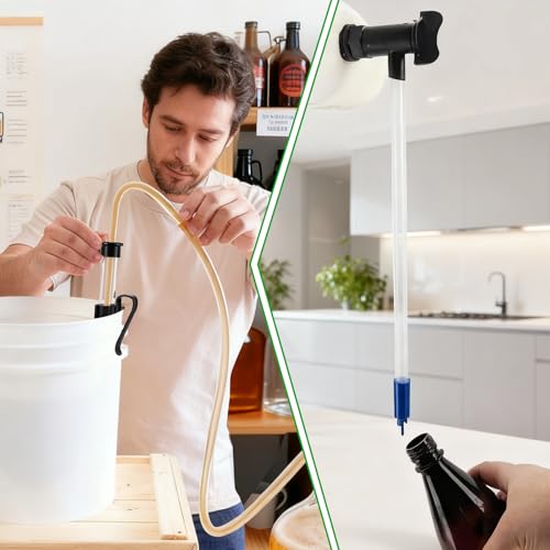 14” Auto Siphon with 12.9” Bottle Wand & 5.5FT Food-Grade Silicone, Beer Wine Siphon Racking Cane fit Liquid Transfer, Effortless Bottling Fermentation Mead HomeBrew Making
