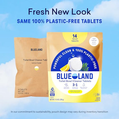 BLUELAND Toilet Bowl Cleaner Tablets, 14 Count (Pack of 1), Lemon Cedar, Plastic-Free, No Harsh Chemicals, Plant-Based, Septic-Safe, Removes Lime, Rust, Hard Water and Toilet Ring Stains - size: 14 Count (Pack of 1)