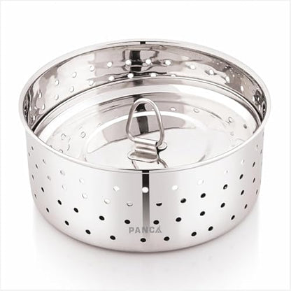 PANCA Stainless Steel Round Paneer Mould | Paneer Strainer 500ml | Paneer Press Mould Maker (Round, Pack of 1, Silver)