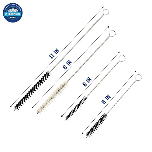 Diamond Shine 17-Piece Nylon Mini Cleaning Brush Set – Detail Brushes for Metal Straws, Airbrushes, Spray Guns, Hummingbird Feeders, Coffee Machines, Tubing & Pipes