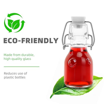 1Pc 2 oz Mini Swing Top Glass Bottles, 60ML Mini Storage Bottles, Small Glass Bottles,Vanilla Extract Bottles/Home Brewing/Beverages/Oil (White Lid)