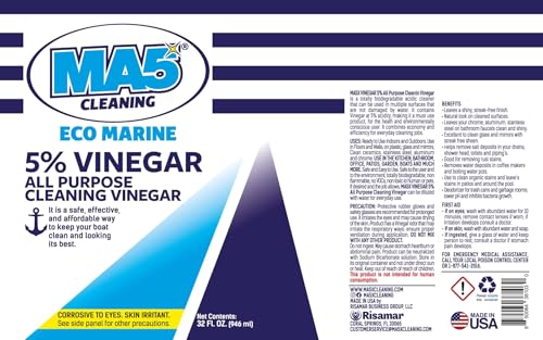 MA5x EcoMarine 5% Vinegar All Purpose Boat Cleaning Vinegar | Biodegradable Safe Boat Cleaner | Multi-Surface Marine Cleaner - size: 64 Fl Oz (Pack of 1)