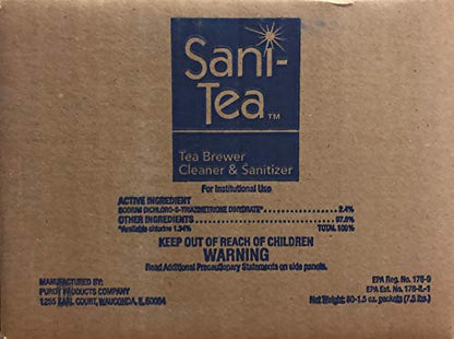 Stera Sheen Sani-Tea - 1.5 Ounce Packets - Tea Brewer, Dispenser Cleaner and Sanitizer - Remove Tea Residues and Oils, Ensure Food Safety, 80 Packets Per Case