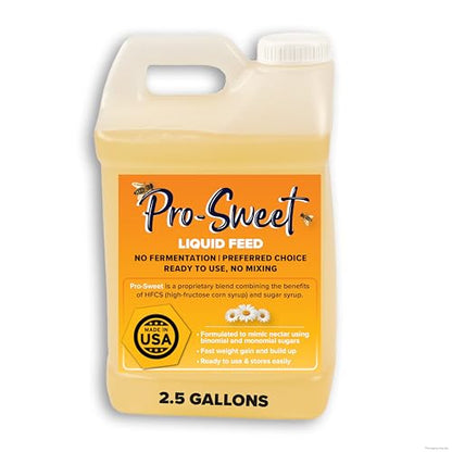Mann Lake Pro-Sweet Liquid Bee Feed, Prevents Crystallization & Fermentation, Ideal for Nectar Dearth and Cool Seasons, Beekeeper Essential, Healthy Colony, 2.5-Gallon Jug - size: 318 Fl Oz (Pack of 1)